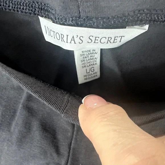 PINK Victoria's Secret Denim Blue Tee and Gray Leggings set - Picture 3 of 4